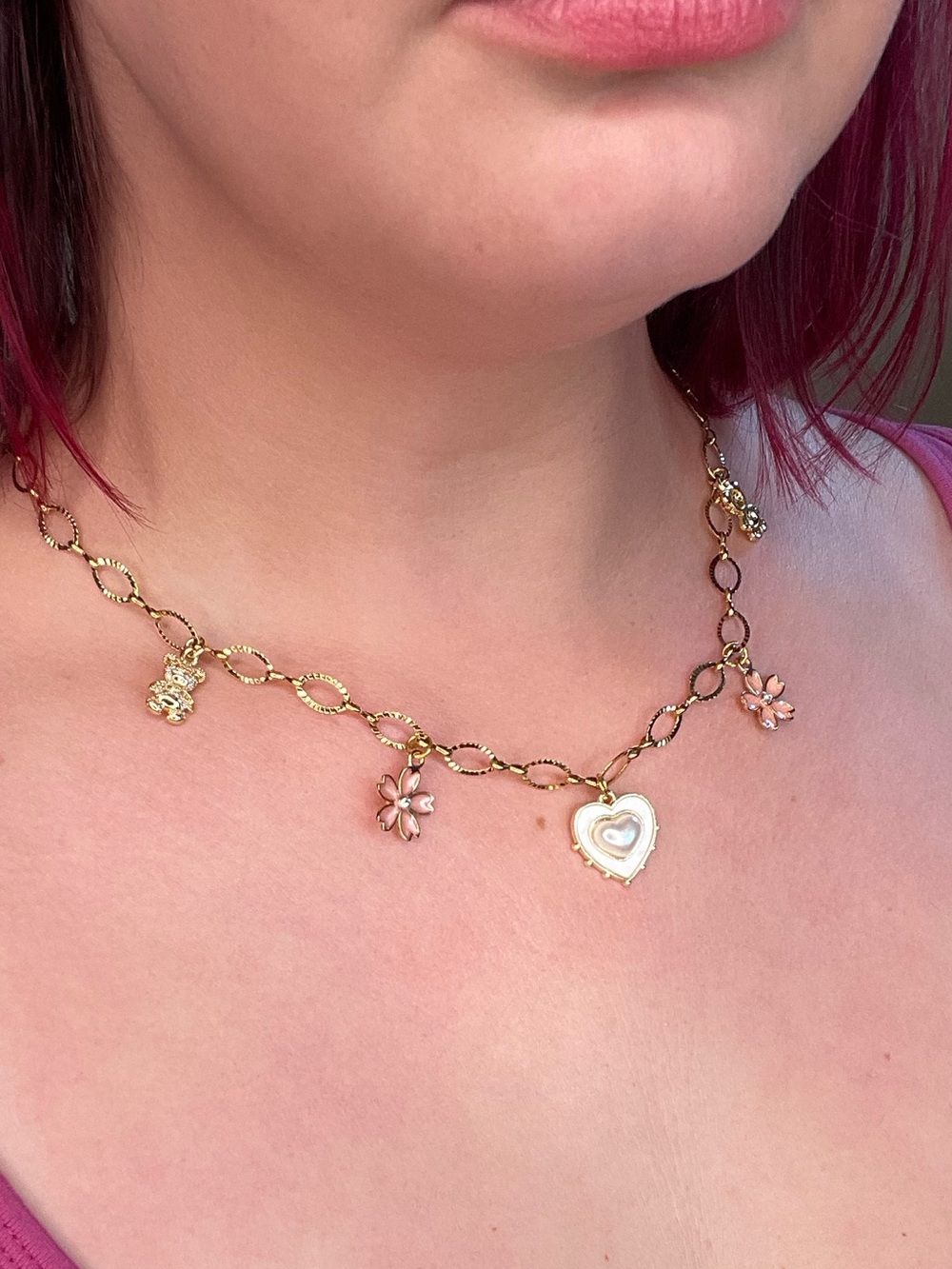 Gold Tone coquette soft girl Charm Necklace No. 2